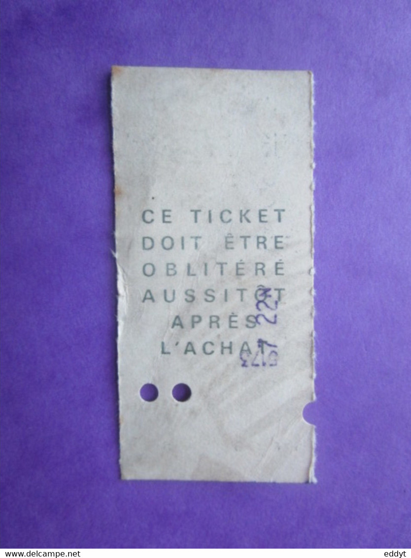 ANCIEN TICKET  Transport Métro AUTOBUS PARIS - RATP - Mondo