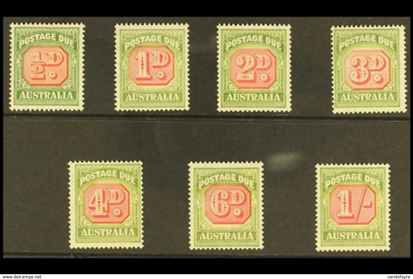 POSTAGE DUES 1938 Complete Set To 1s In Carmine And Green, Perf 14½ X 14, Very Fine Never Hinged Mint. (7 Stamps)  For M - Other & Unclassified