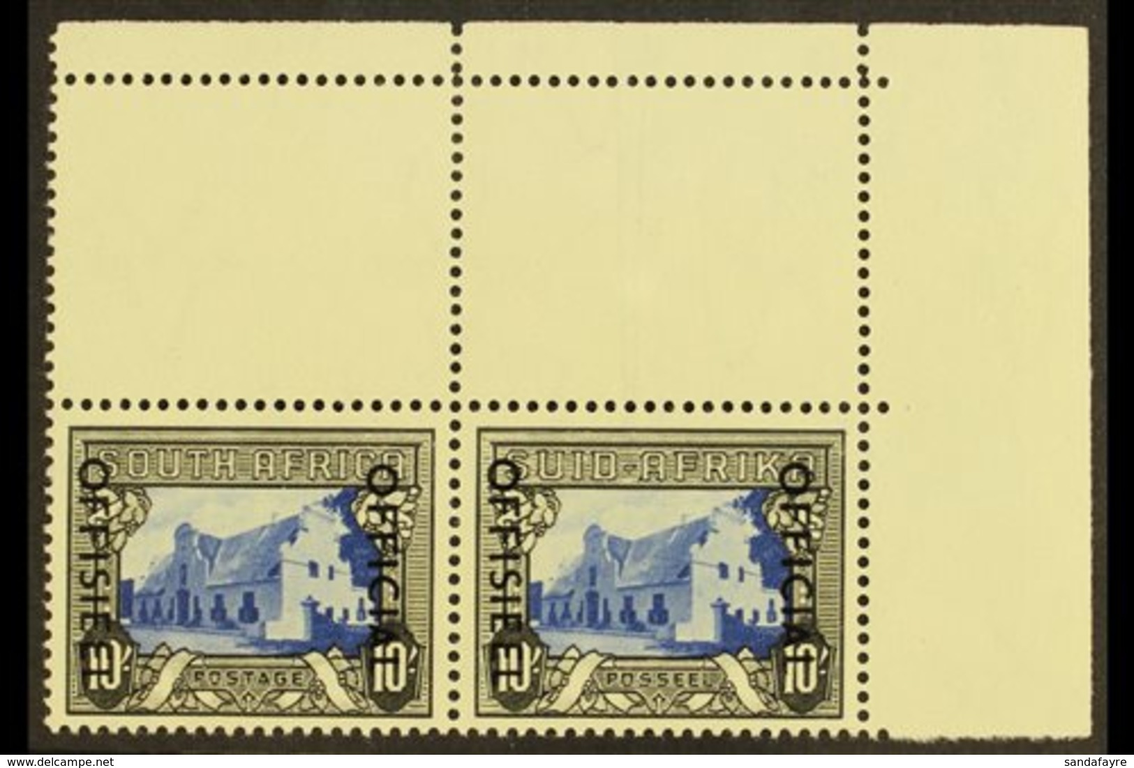 OFFICIAL 1950-4 10s Blue & Charcoal, SG O51, Never Hinged Mint, Corner Marginal Example. For More Images, Please Visit H - Unclassified