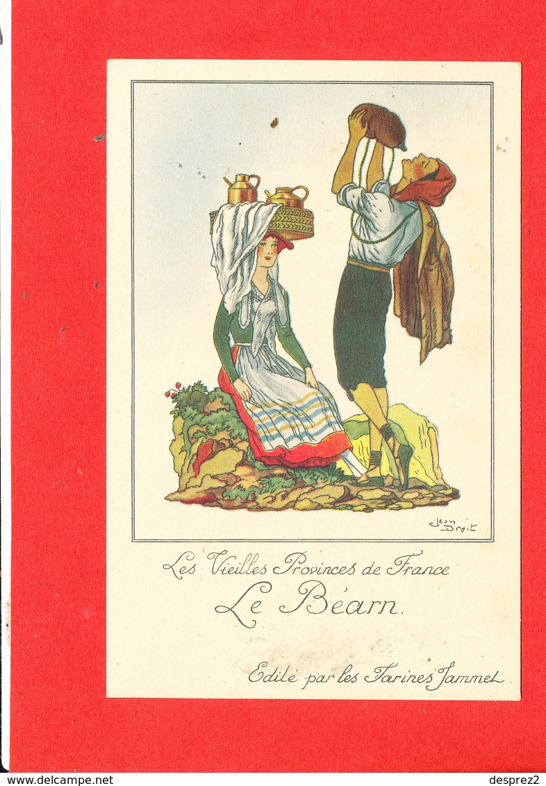 Vieilles Provinces De France FOLKLORE Le Béarn Cpa Animée Signée Jean Droit  Edité Par Les Farines Jammet - Droit