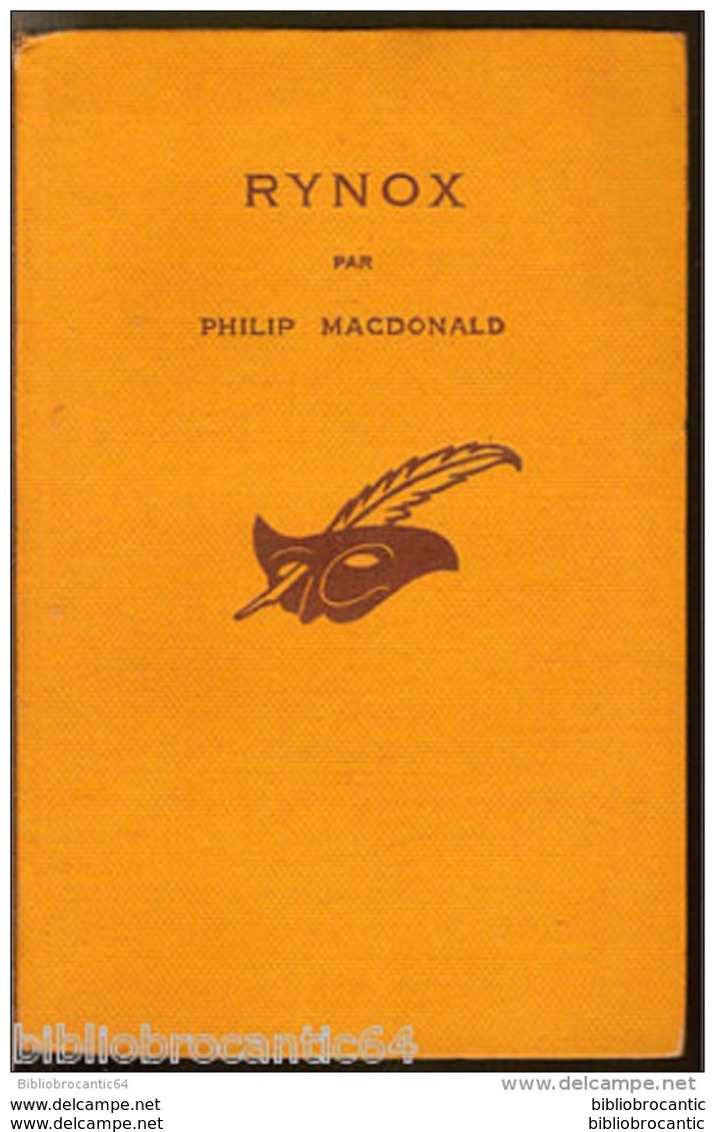 Collection "le Masque" * R Y N O X * < Philip MACDONALD < E.O 1933 - Club Des Masques