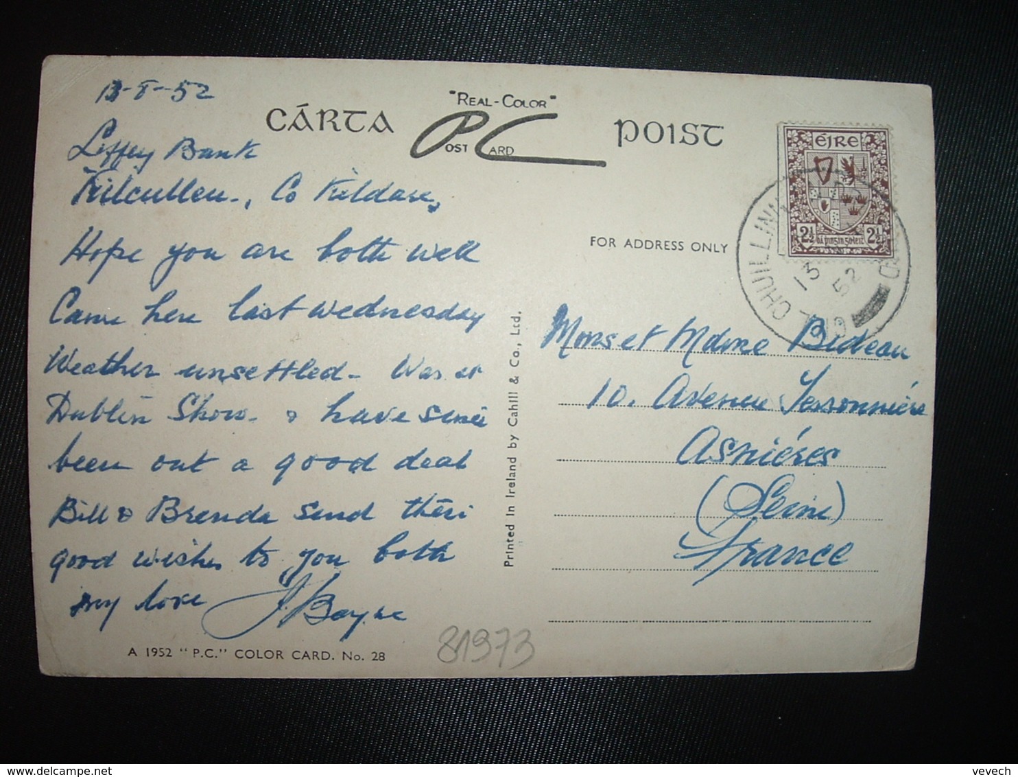 CP Pour La FRANCE TP 2 1/2 OBL.13 VIII 52 CHUILLINN AN DR.. - Storia Postale