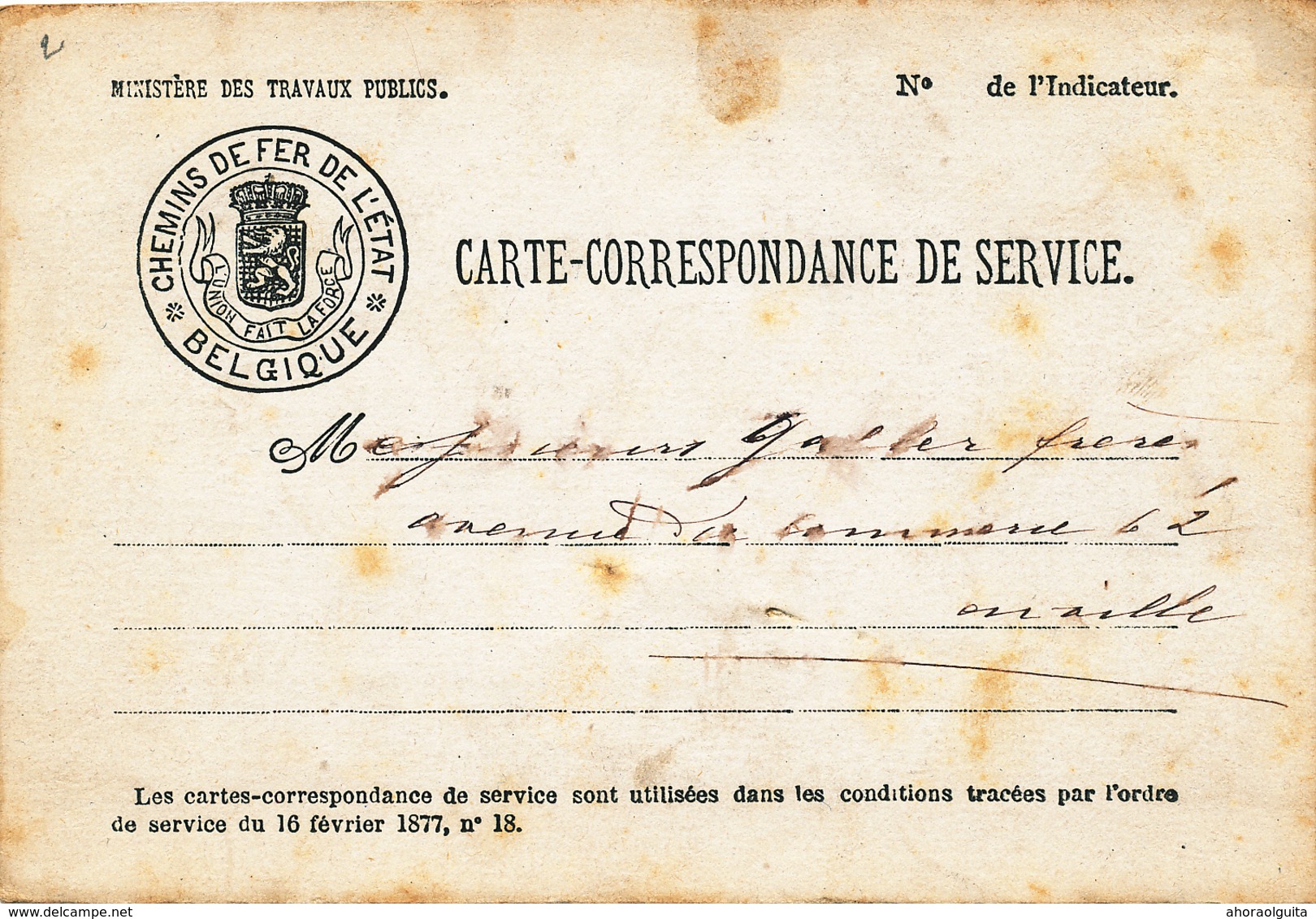 574/28 - Carte De Service Chemins De Fer ETAT - 2 Cachets Différents ANVERS Bassins Contentieux Et Chef Station 1888 - Andere & Zonder Classificatie