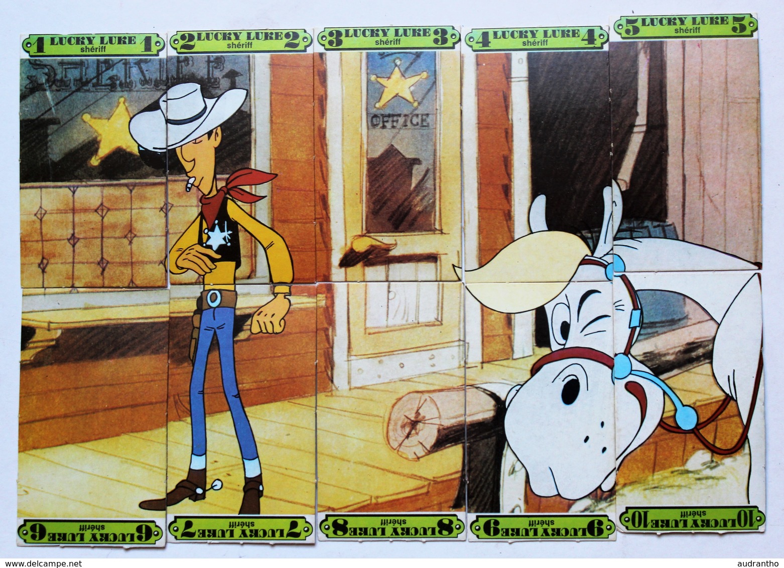 Rare 10 Cartes Anciennes BD Lucky Luke Formant 1 Puzzle Shériff - Puzzles