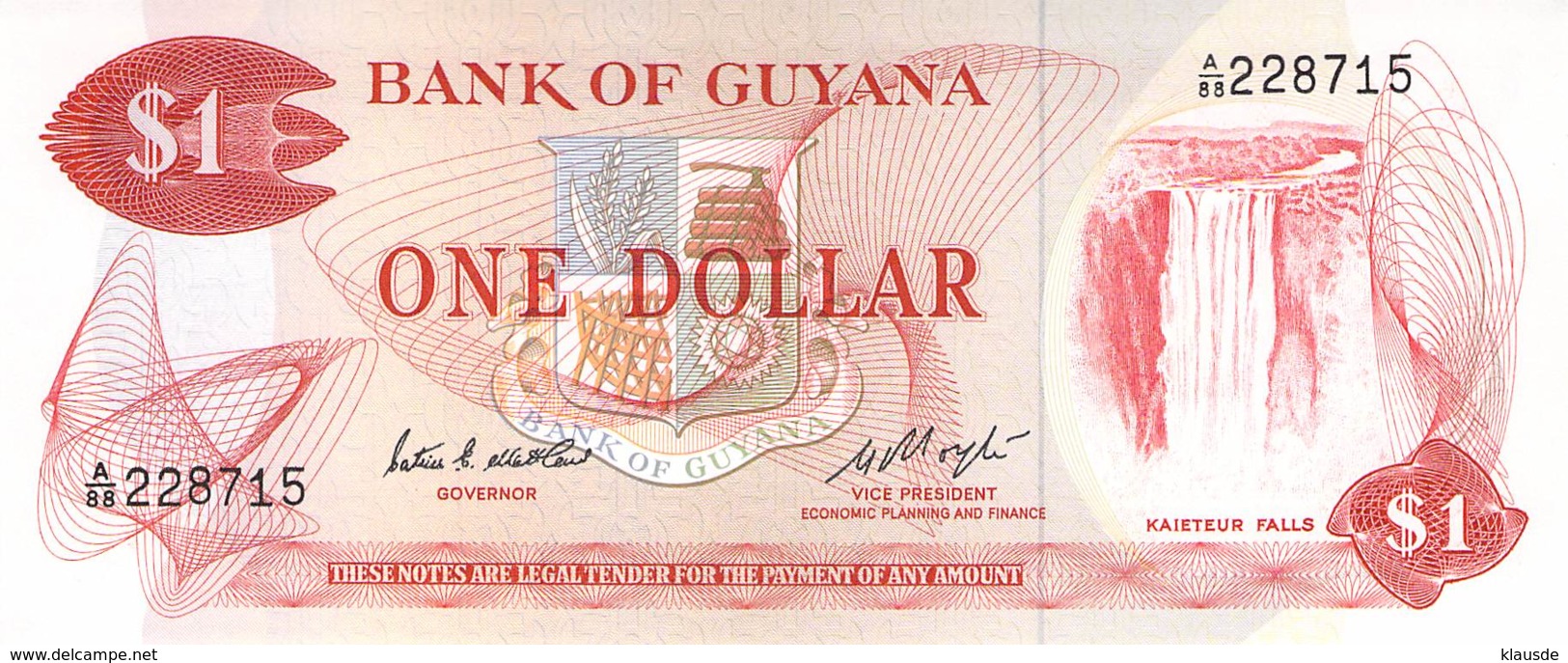 1 Dollar Guyans 1966 - Guyana