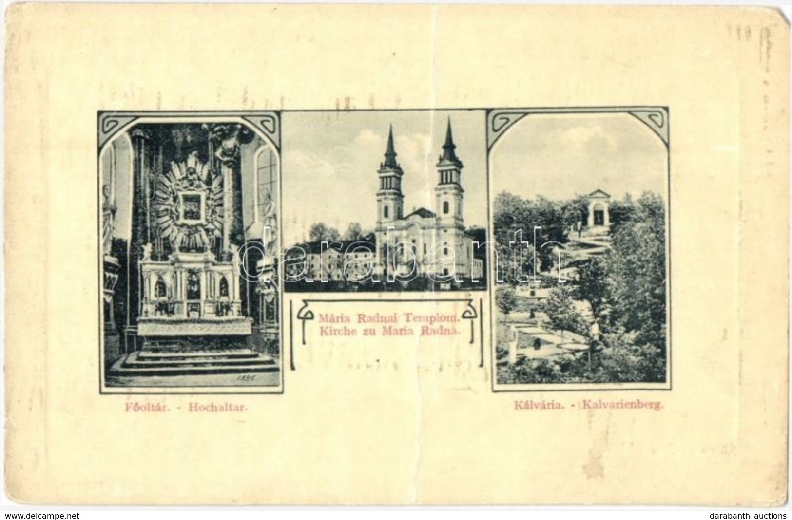 ** T4 Máriaradna, Radna; Templom, Főoltár, Kálvária. W.L. Bp. 3000. Csauscher József Kiadása / Church Interior, Calvary, - Non Classés