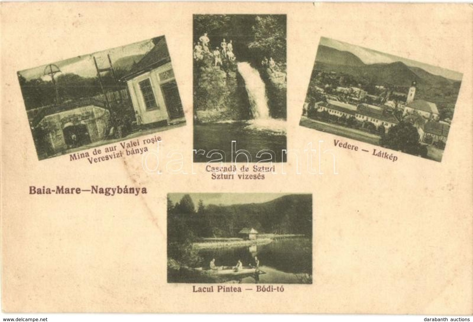 * T2/T3 1907 Nagybánya, Baia-Mare; Veresvizi Bánya, Szturi Vízesés, Látkép, Bódi Tó / Mine, Waterfall, General View, Lak - Non Classés