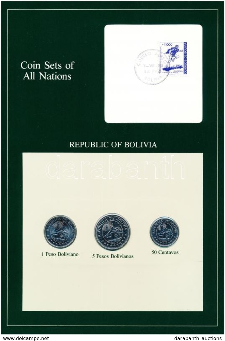 Bolivía1978. 50c-5P (3xklf), 'Coin Sets Of All Nations' Forgalmi Szett Felbélyegzett Kartonlapon T:1 
Bolivia 1978. 50 C - Non Classés