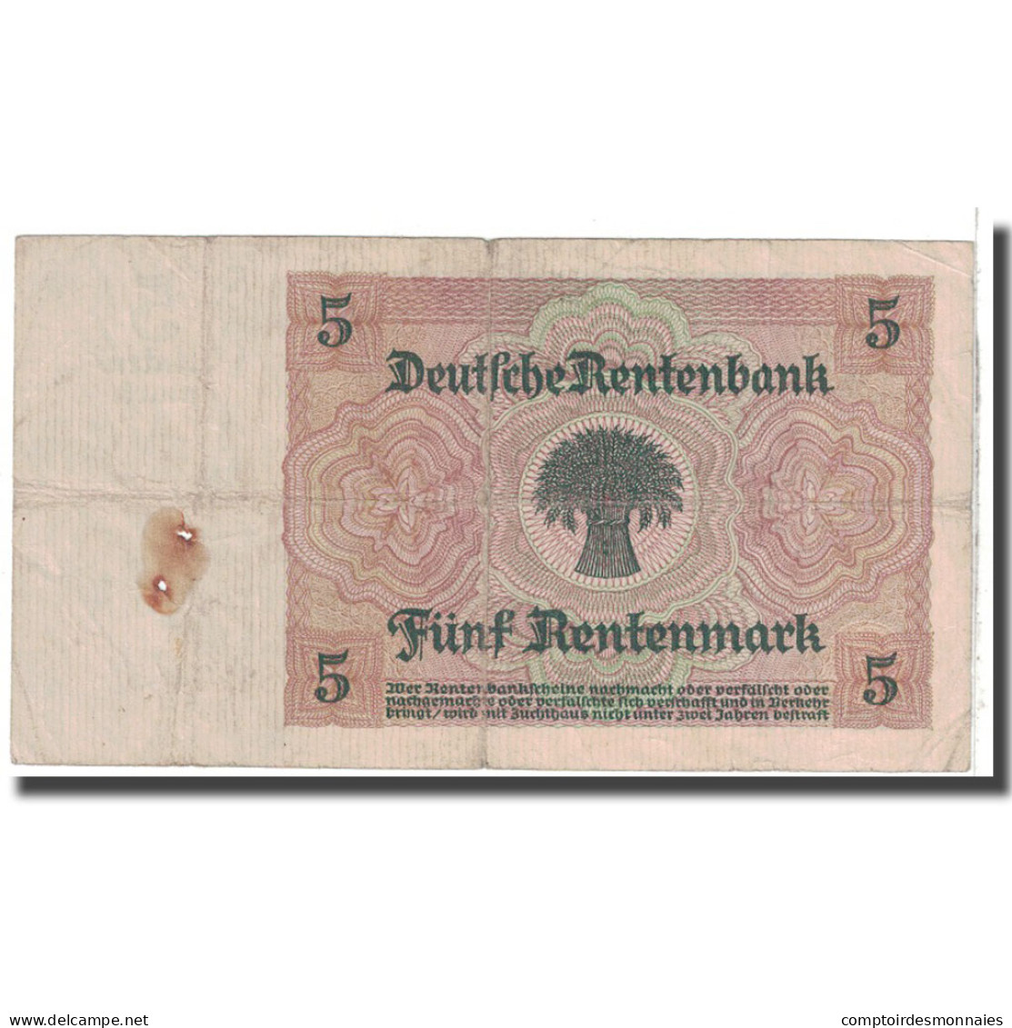 Billet, Allemagne, 5 Rentenmark, 1926, 1926-01-02, KM:169, TB - 5 Rentenmark