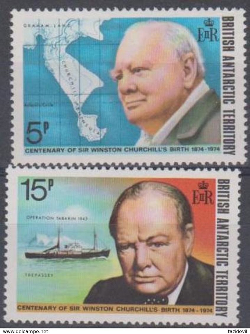 BRITISH ANTARCTIC TERRITORY - 1974 Sir Winston Churchill. Scott 62-63. MNH ** - Oblitérés