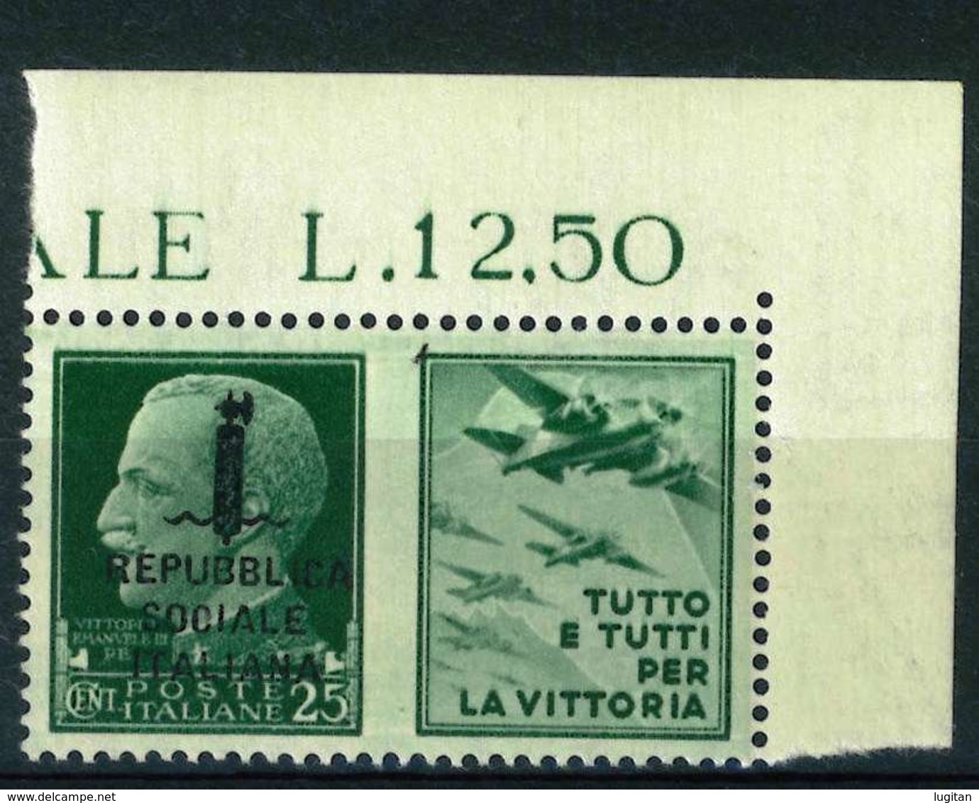 VARIETA' - REPUBBLICA  SOOIALE ITALIANA SASS. 27 K - NUOVO MNH**  - PROPAGANDA DI GUERRA ADF - Propaganda Di Guerra