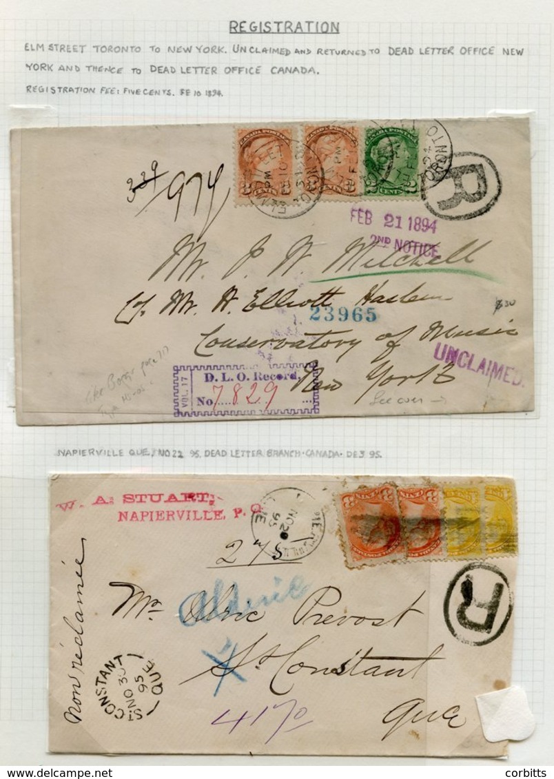 1889-97 Covers (8) Sent Registered, All With Small Queen's Vals Paying An 8c Rate. Nice Group. - Autres & Non Classés