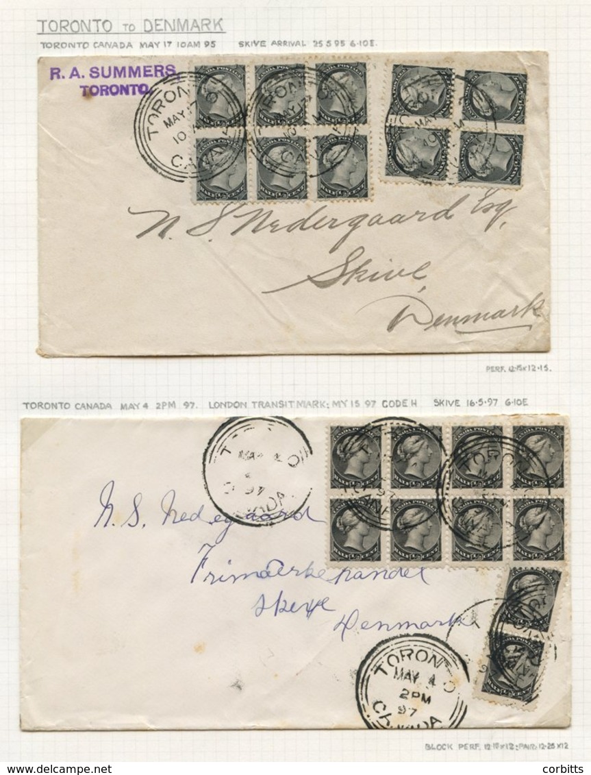 1895 & 1897 Covers To Denmark (2), Both To The Same Addressee, Each With ½c (10), Cancelled Toronto MAY.17.95 & MAY.4.97 - Autres & Non Classés