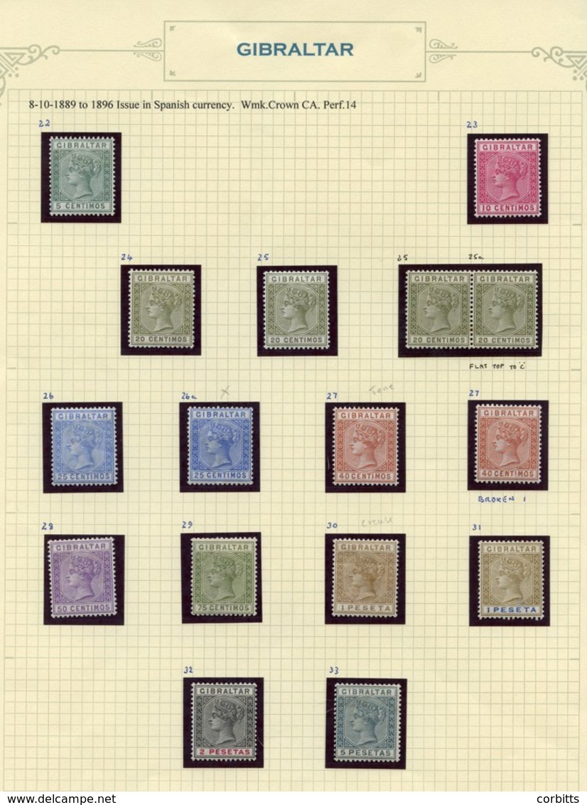 1889-96 Spanish Currency Set M Or Part O.g. Plus 20c Olive-green With Variety Flat Top To 'C' In Pair With Normal (minor - Autres & Non Classés