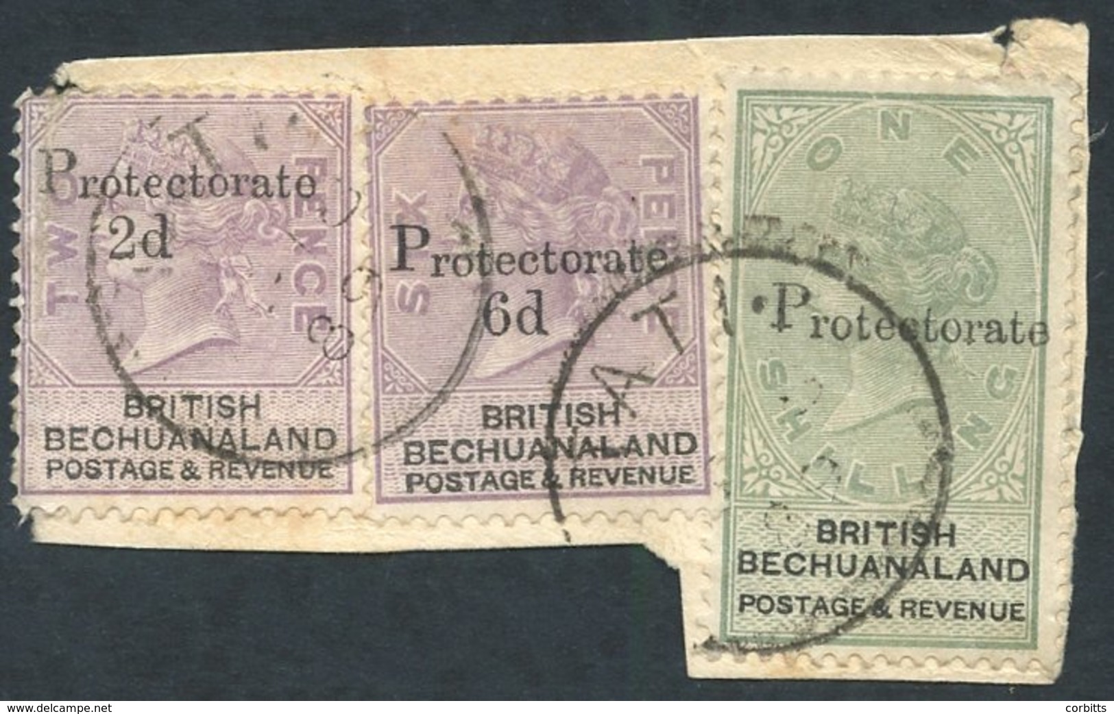 1888 Bechuanaland 2d On 2d, 6d On 6d & 1s (SG.42,45 & 46) Tied To Piece By Single Ring Tati C.d.s For Jan.18.89 1s Value - Autres & Non Classés