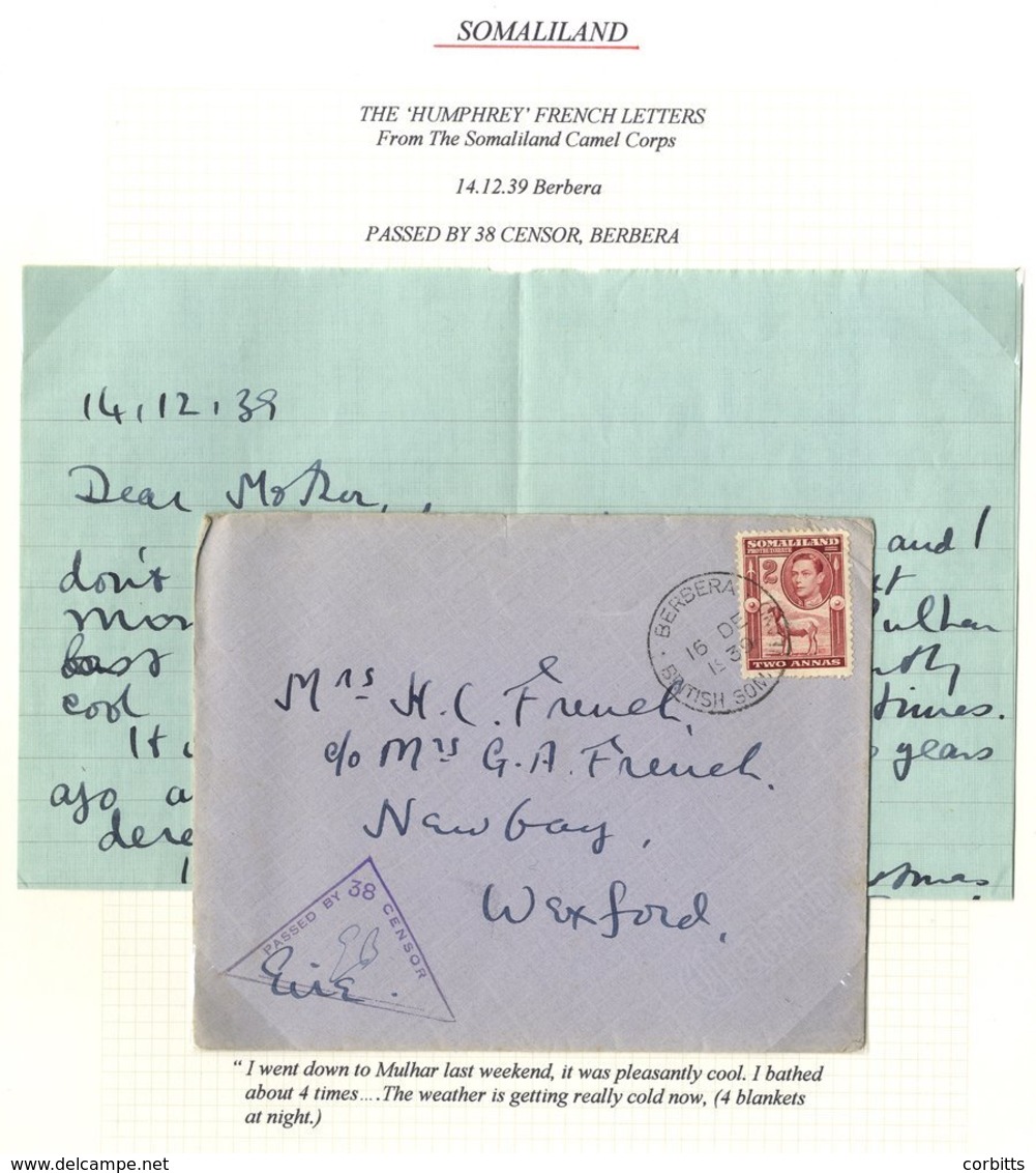 1939 Censored Cover & Letter To Wexford, Ireland,  From The Humphrey French Correspondence, With A 2a Cancelled BERBERA  - Autres & Non Classés