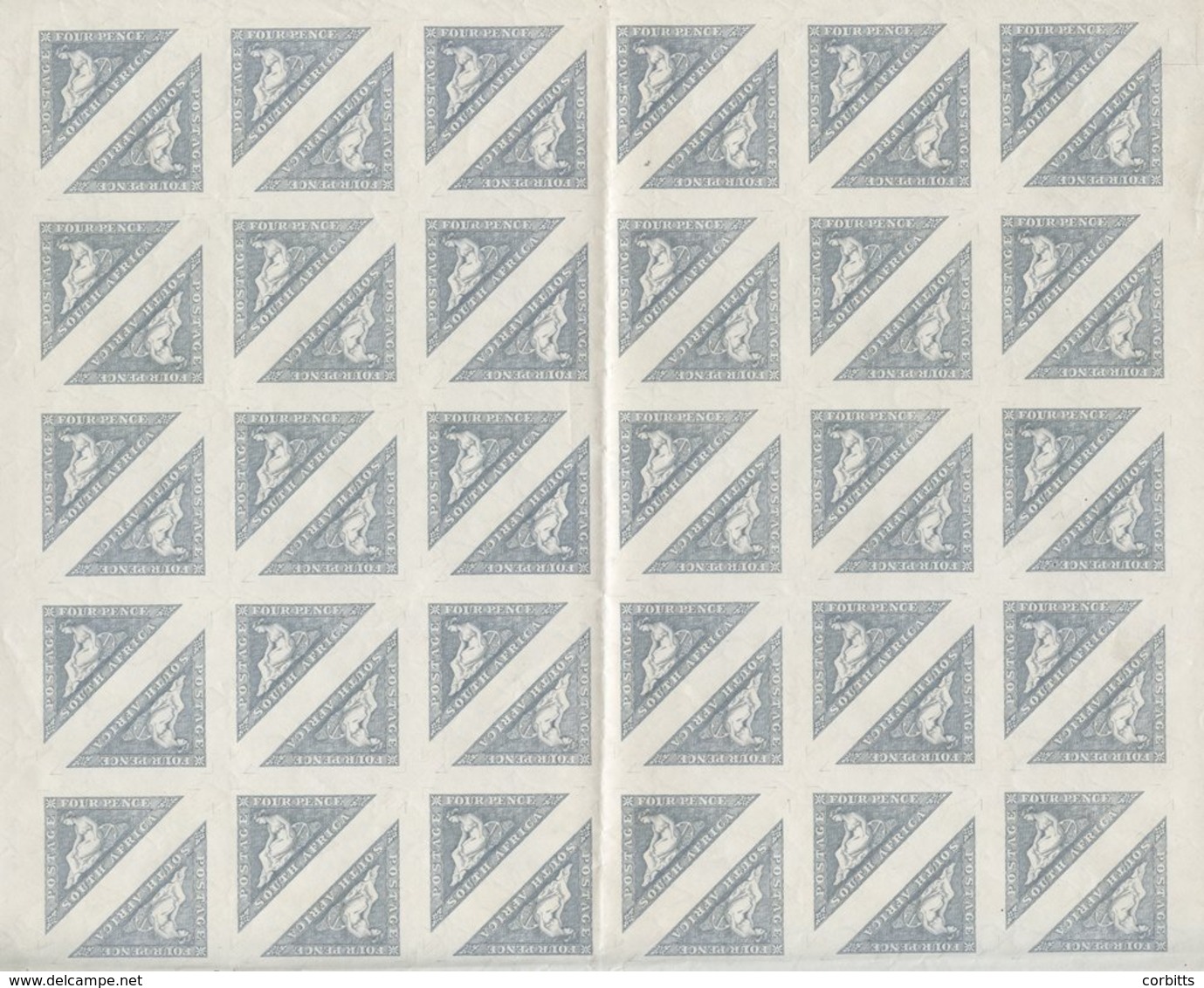 1926 Seated Hope Triangular Complete Sheets Of 120 (2) In Two Distinctive Shades, Each With Horizontal & Vertical Fold B - Autres & Non Classés