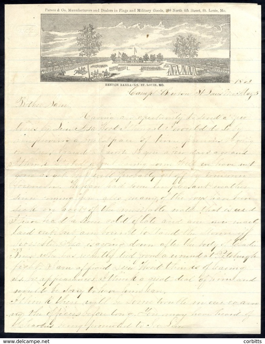 1862 Civil War Illustrated Letter Ex Benton Barracks, St. Louis, MO, With Patriotic Envelope 'The Banner Of Glory'/Georg - Andere & Zonder Classificatie