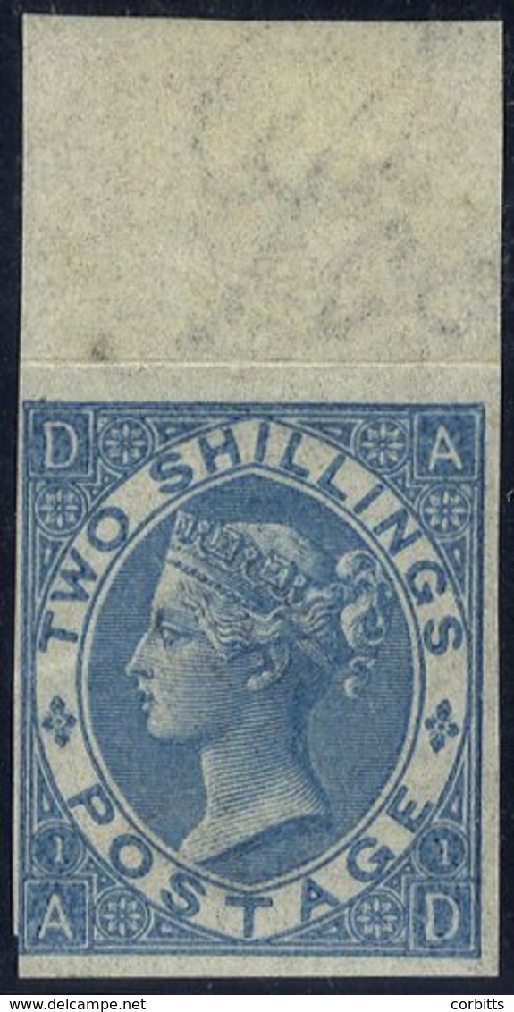 1867 2s Dull Blue AD Wmk Spray IMPRIMATUR, Top Marginal Example With Full O.g, Minor Gum Crease Mentioned For Accuracy,  - Autres & Non Classés