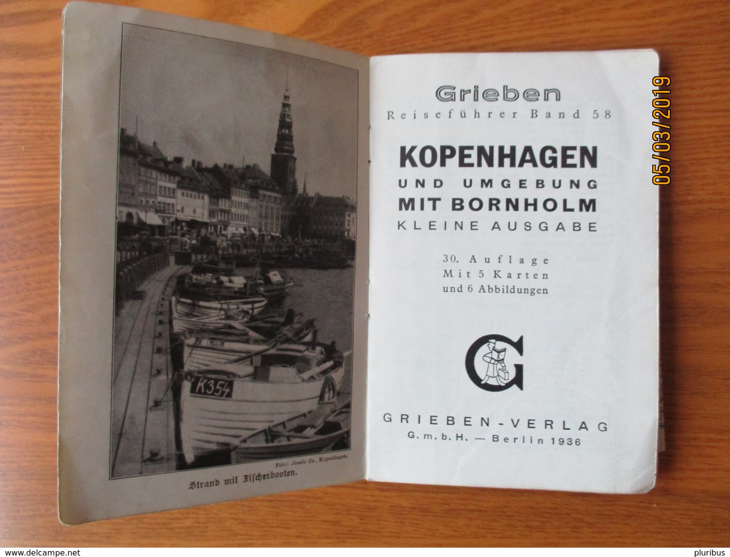 GRIEBENS REISEFÜHRER , KOPENHAGEN MIT BORNHOLM  1936   ,0 - Danemark