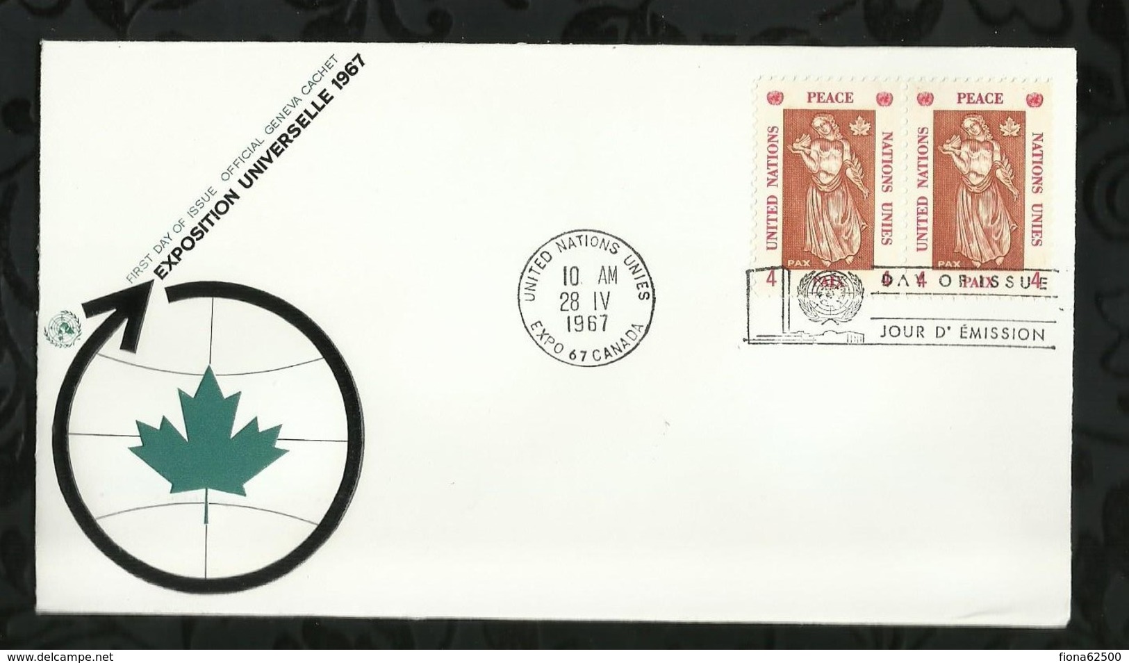 NATIONS-UNIES . EXPO 67 . 28 AVRIL 1967 . CANADA  . - Lettres & Documents