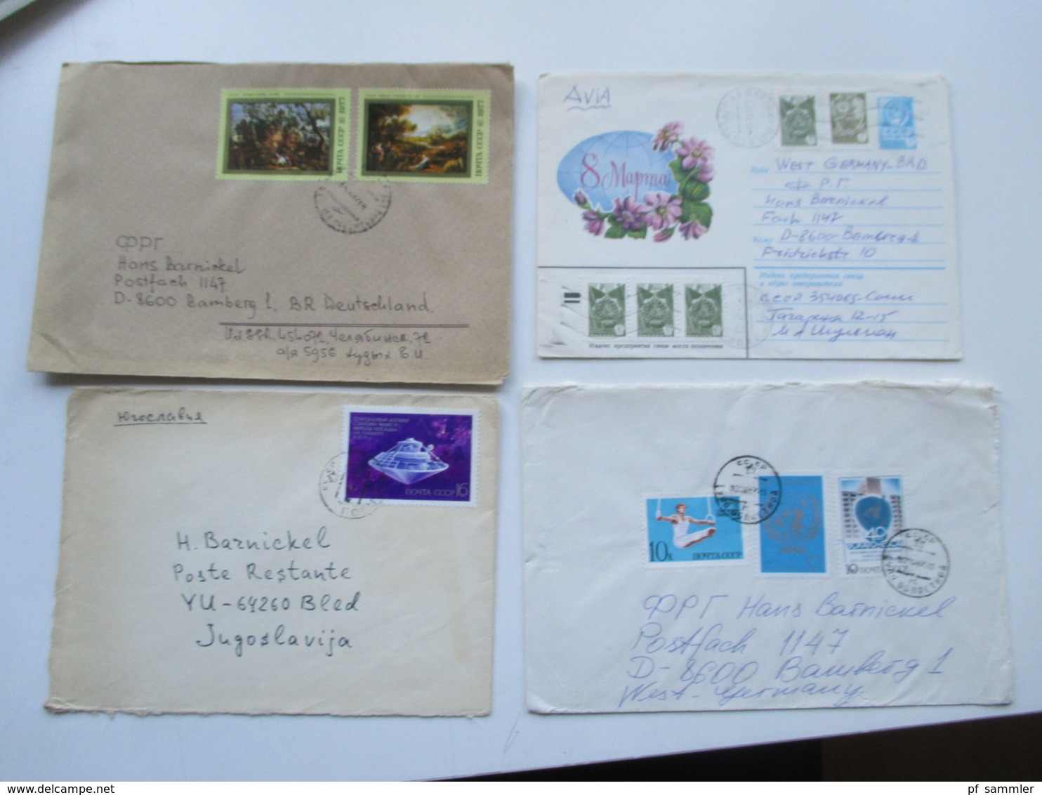 Russland / UDSSR 1960-80er Jahre Belegeposten 165 Stk. Auch Gebiete Ukraine / SSR Lettonie. Rote u. Violette Stempel.