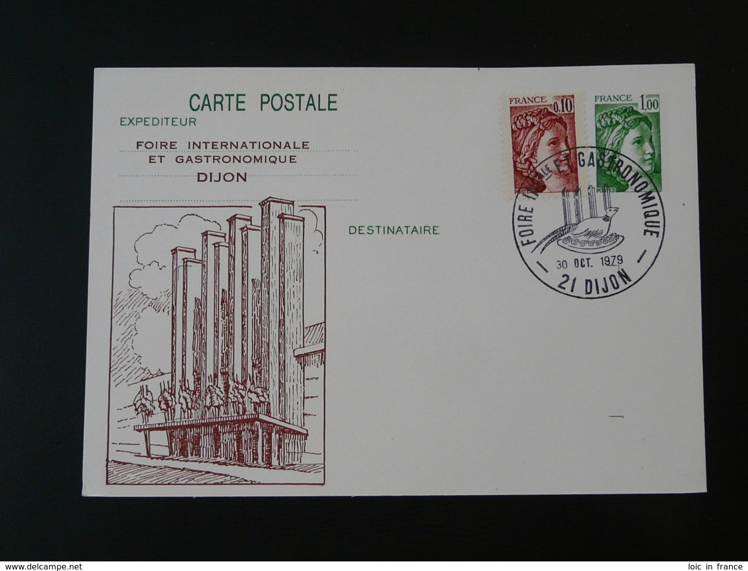 Entier Postal Stationery Card Sabine De Gandon Foire Gastronomique Gastronomy Dijon 1979 - Overprinter Postcards (before 1995)