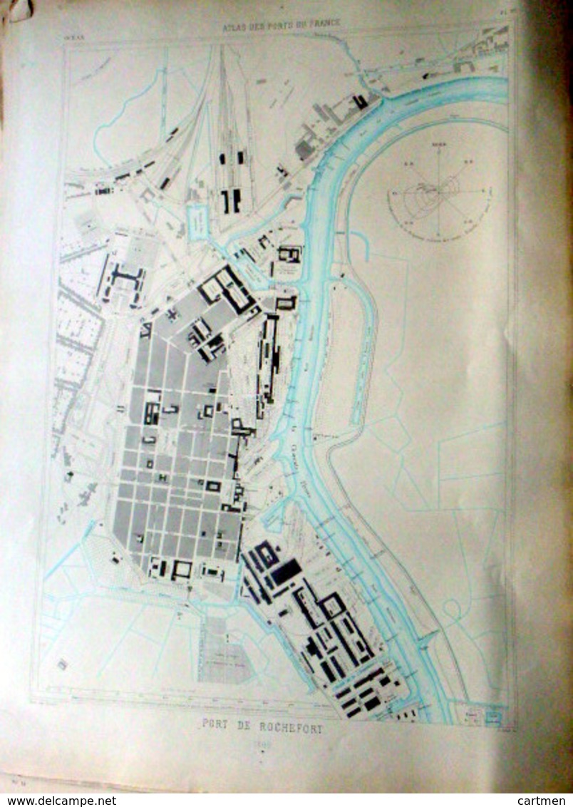 17 ROCHEFORT PLAN DU PORT ET DE LA VILLE  EN 1882   DE L'ATLAS DES PORTS DE FRANCE 49 X 67 Cm - Cartes Marines