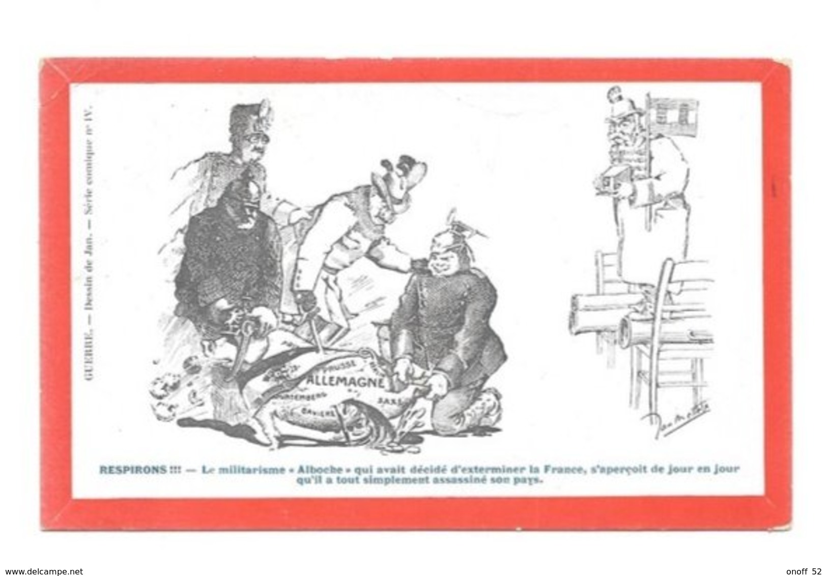 GUERRE ILLUSTRATEUR METTEIX  CARICATURE ANTI ALLEMAND  RESPIRONS LE MILITARISME ALBOCHE  . . . - Metteix