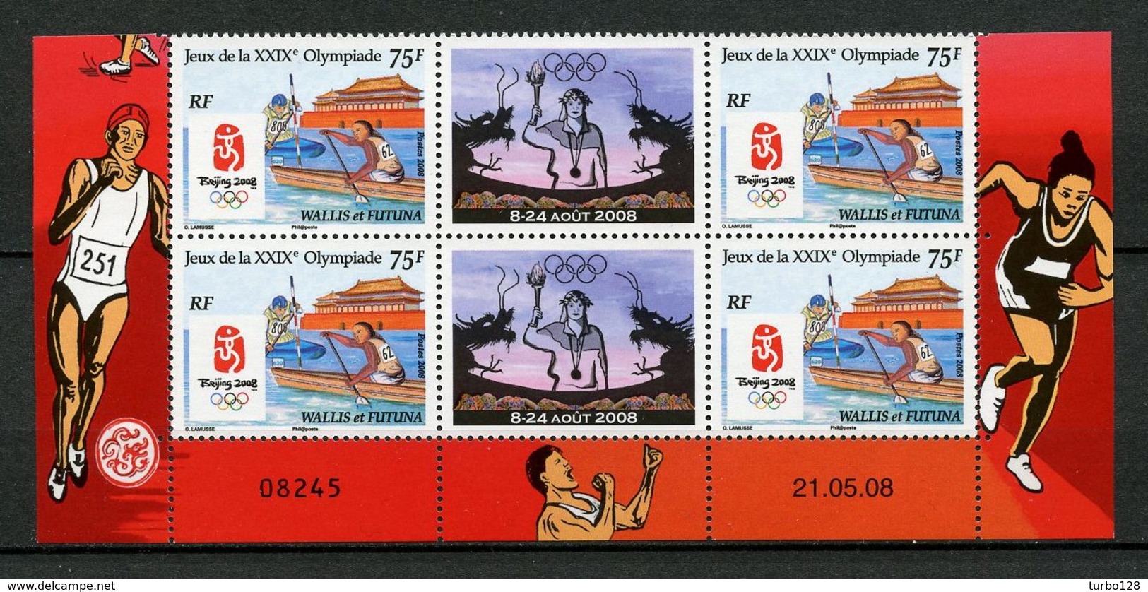 WALLIS FUTUNA 2008  N° 695 ** Bloc De 4 Coin Daté Neuf MNH Superbe Sport JO Pékin Canoë Bateau  Boat  Ships - Unused Stamps