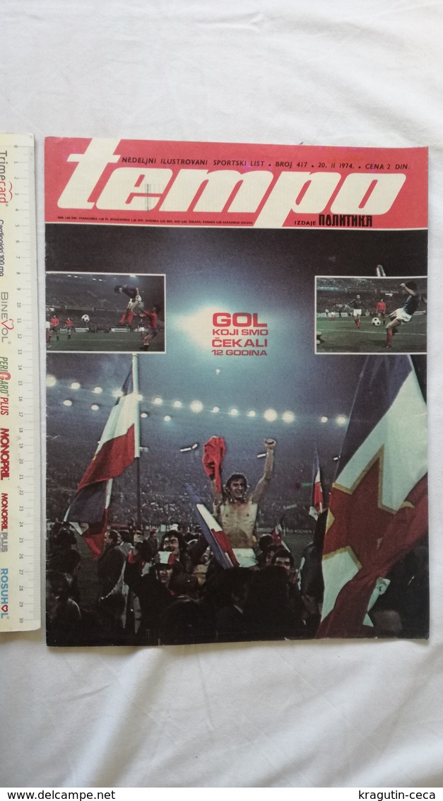 1974 TEMPO YUGOSLAVIA SERBIA SPORT FOOTBALL MAGAZINE NEWSPAPERS IVICA SURJAK NENAD CVETKOVIC PARTIZAN LEEDS UNITED FC - Autres & Non Classés