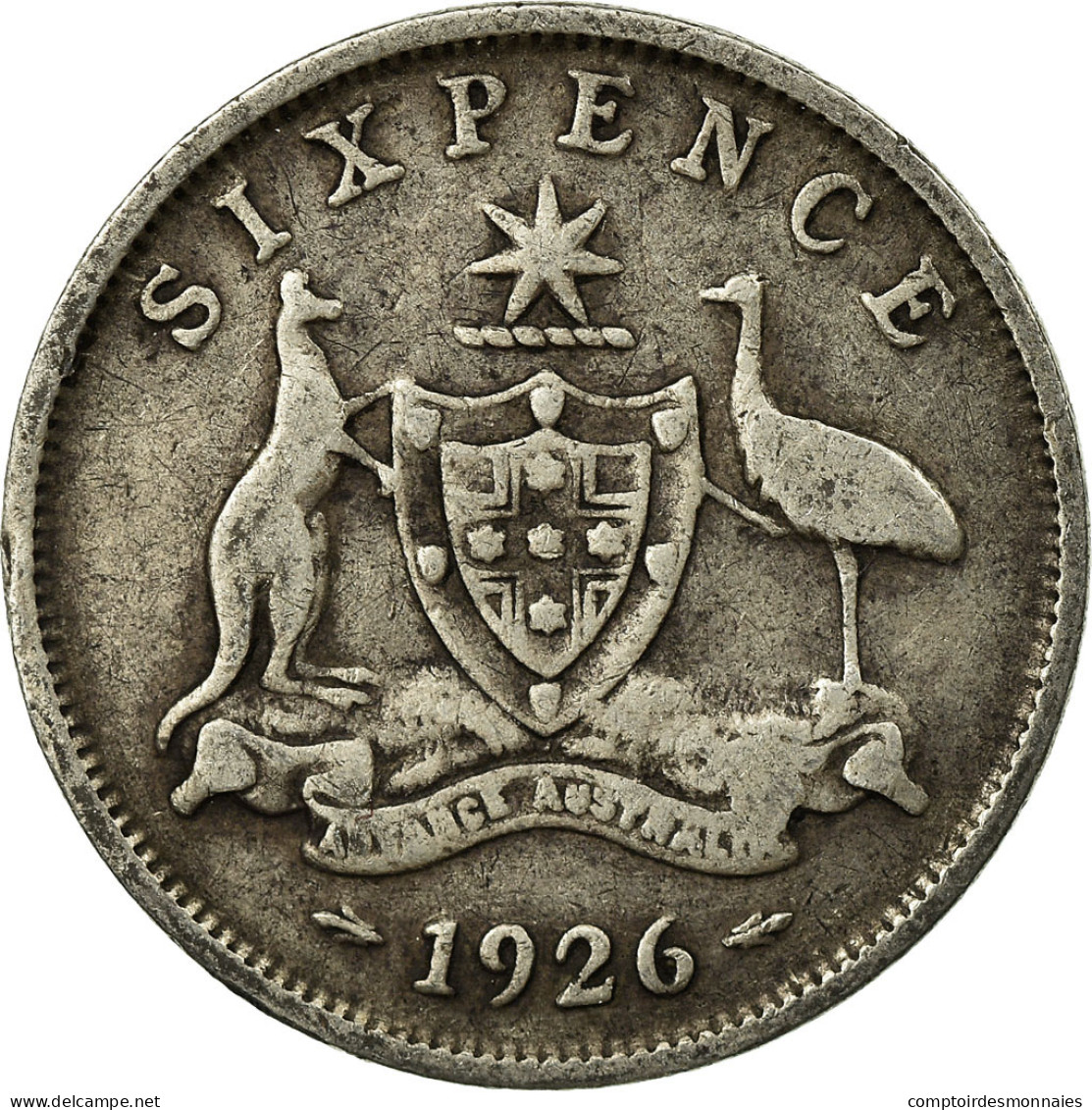Monnaie, Australie, George V, Sixpence, 1926, TB+, Argent, KM:25 - Sixpence