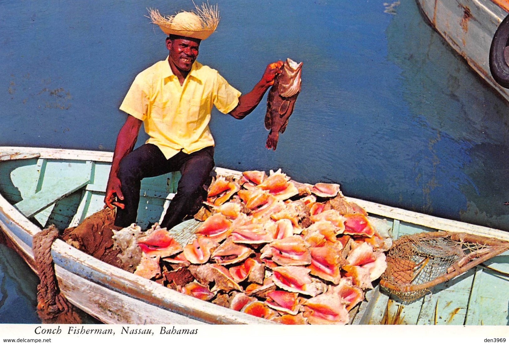 Bahamas - NASSAU - Conch Fisherman With His Catch - Pêcheur - Poisson - Coquillages - Timbre - Bahamas