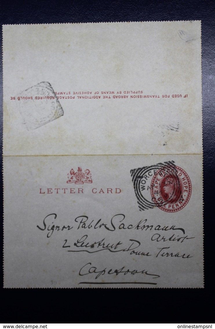 Cape Of Good Hope Letter Card L1 120*80mm Worcestor -> Capetown 1898 - Cap De Bonne Espérance (1853-1904)