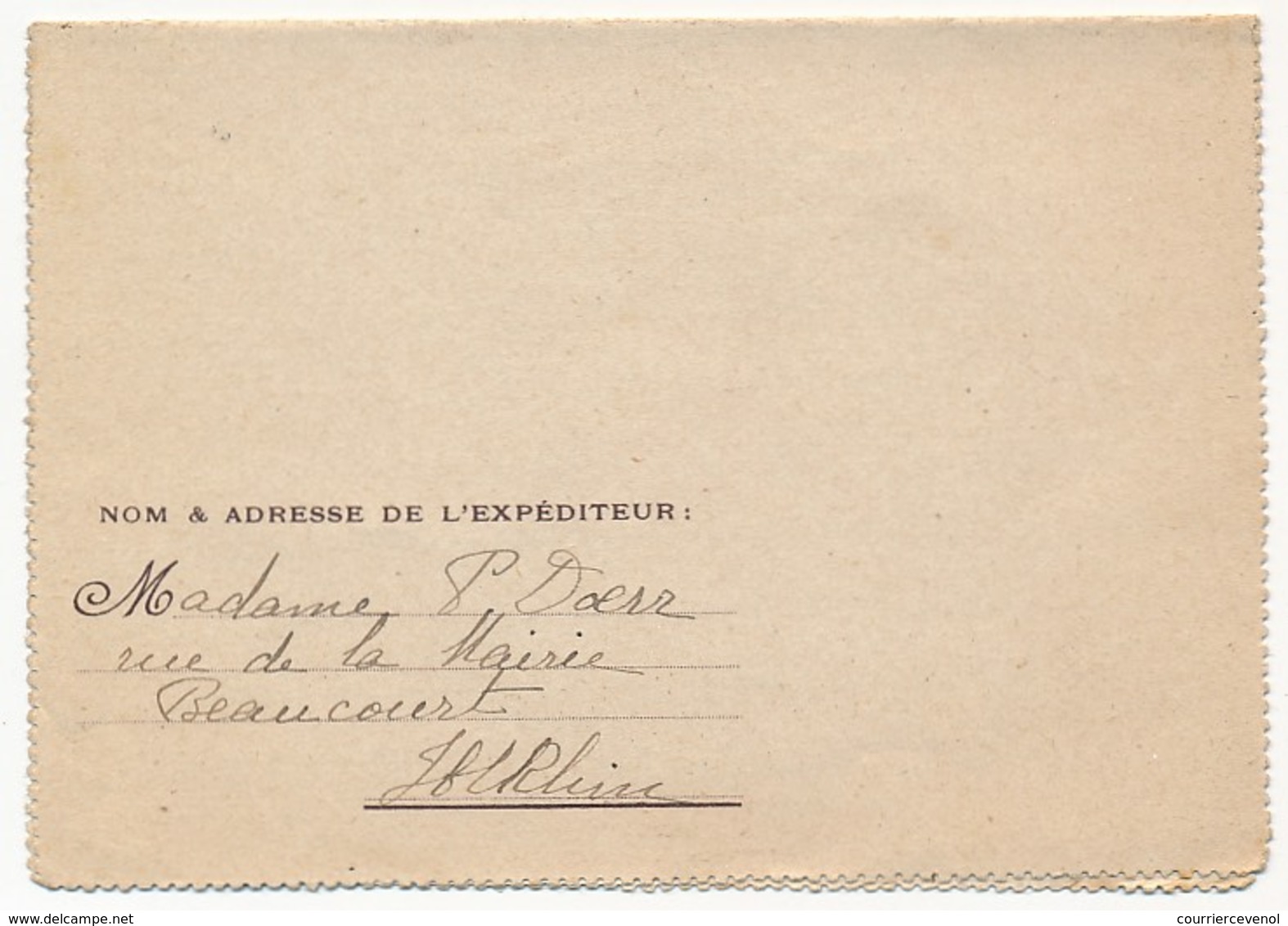 Franchise Militaire - Carte-lettre De L'Espérance - Simili Joffre - Vive La France (Alsacienne) - 1916 - Lettres & Documents