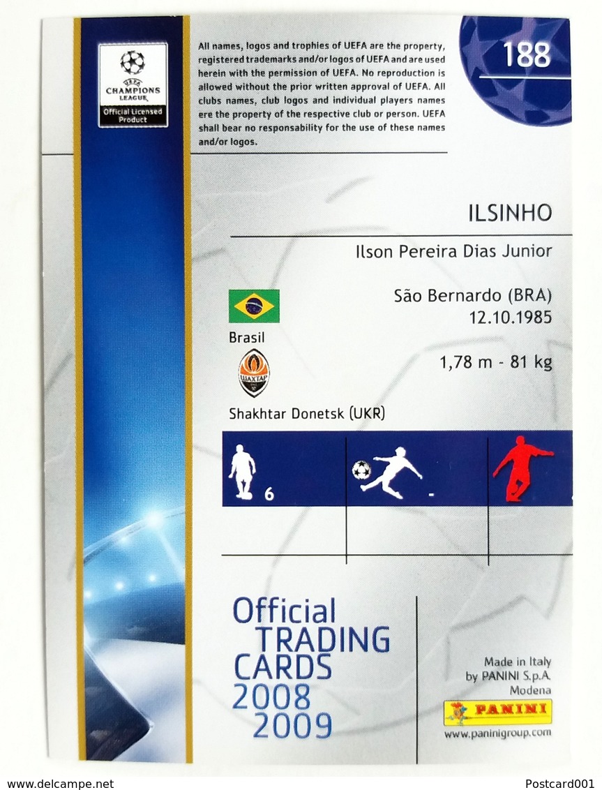 Ilsinho (BRA) Team Shakhtar Donetsk (UKR) - Official Trading Card Champions League 2008-2009, Panini Italy - Singles (Simples)