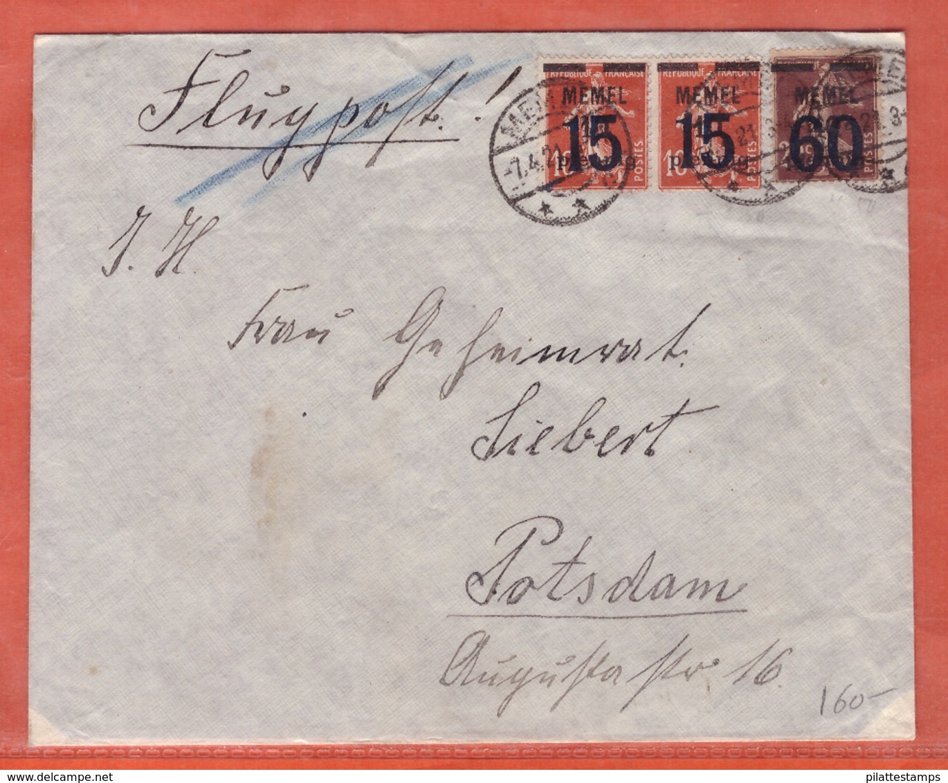 MEMEL LETTRE DE 1921 DE MEMEL POUR POSTDAM ALLEMAGNE - Lettres & Documents