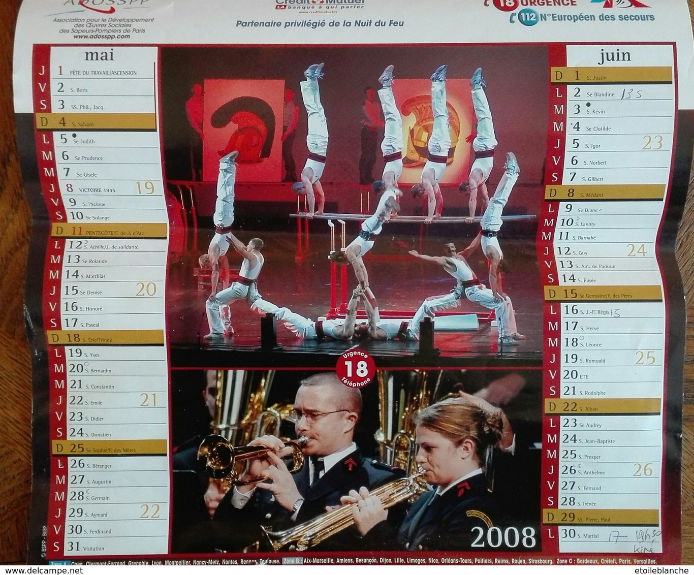 Calendrier 2008 Sapeurs Pompiers De Paris -  Photos, Avec Tour Eiffel, Arc De Triomphe, Champs Elysées, Musique ... Etc - Grand Format : 2001-...