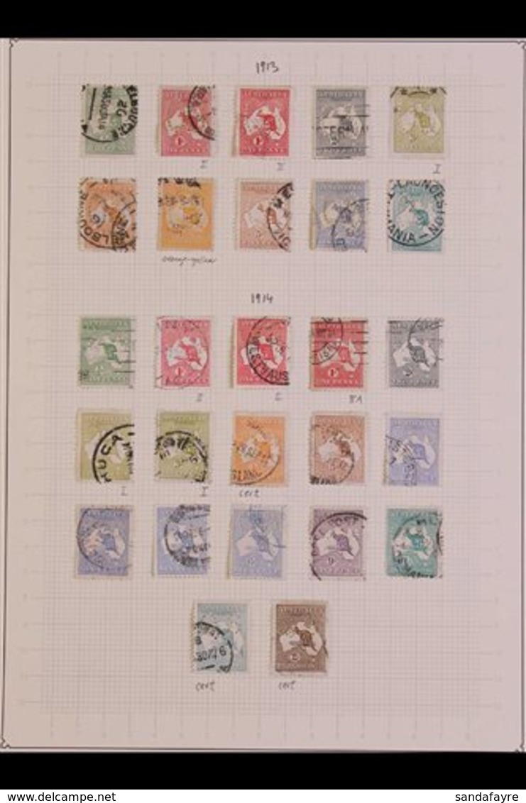 OFFICIALS 1913-1930 ATTRACTIVE USED COLLECTION On Leaves With Shades, Dies, Watermark Varieties, Plate Flaws Five Stamps - Sonstige & Ohne Zuordnung