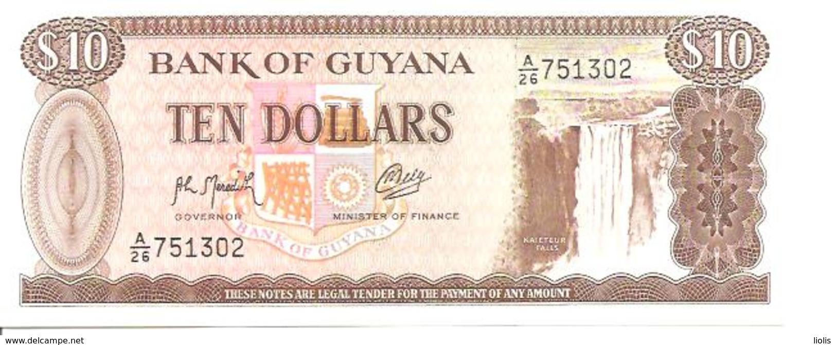 Guyana  P-23f  10 Dollars  1992  UNC - Guyana