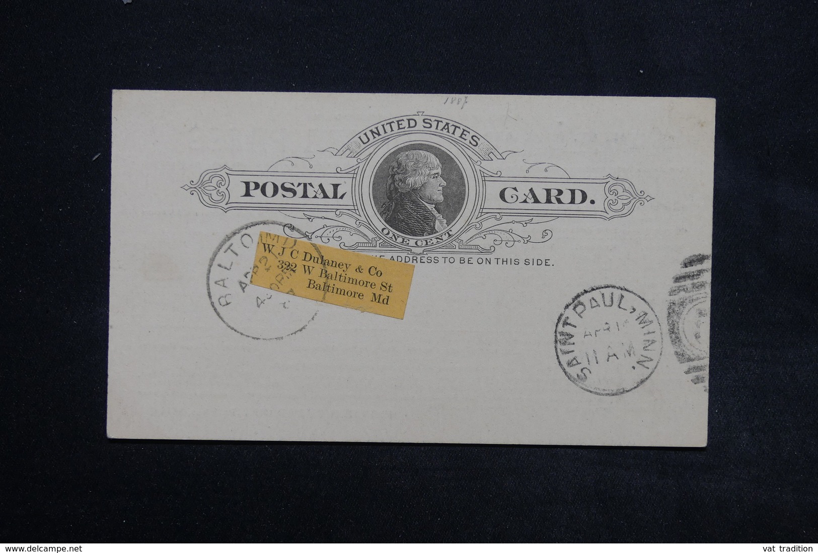 ETATS UNIS - Entier Postal Commerciale De Saint Paul Pour Baltimore En 1887 - L 24966 - ...-1900
