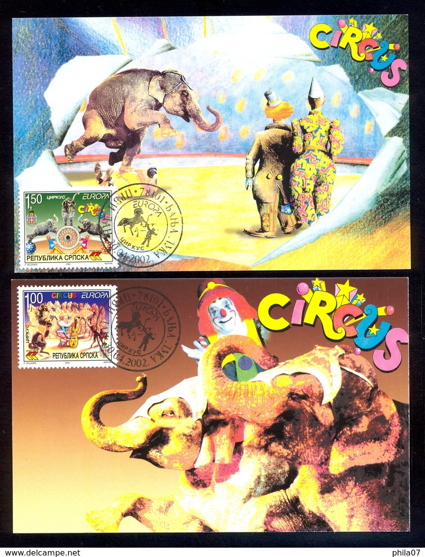 Bosnia And Herzegovina 2002 - Circus, Republika Srpska MC And FDC / 5 Scans - Bosnia And Herzegovina