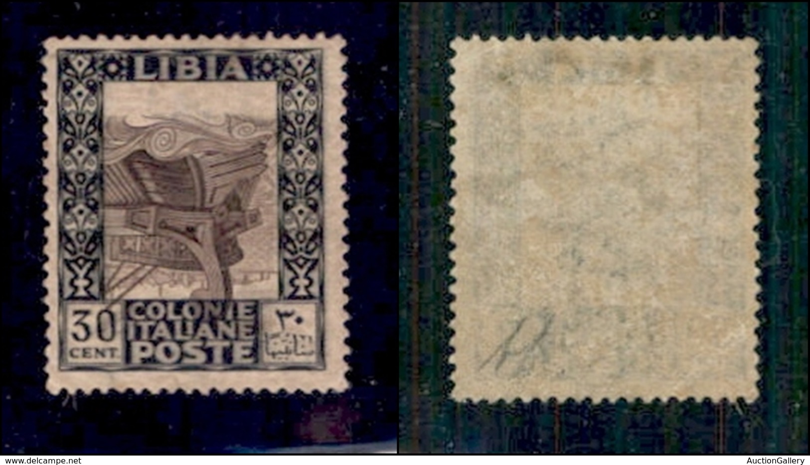 COLONIE - LIBIA - 1921 - 30 Cent Pittorica (27ca) Con Centro Capovolto (spostato In Basso) - Gomma Originale Con Invisib - Otros & Sin Clasificación