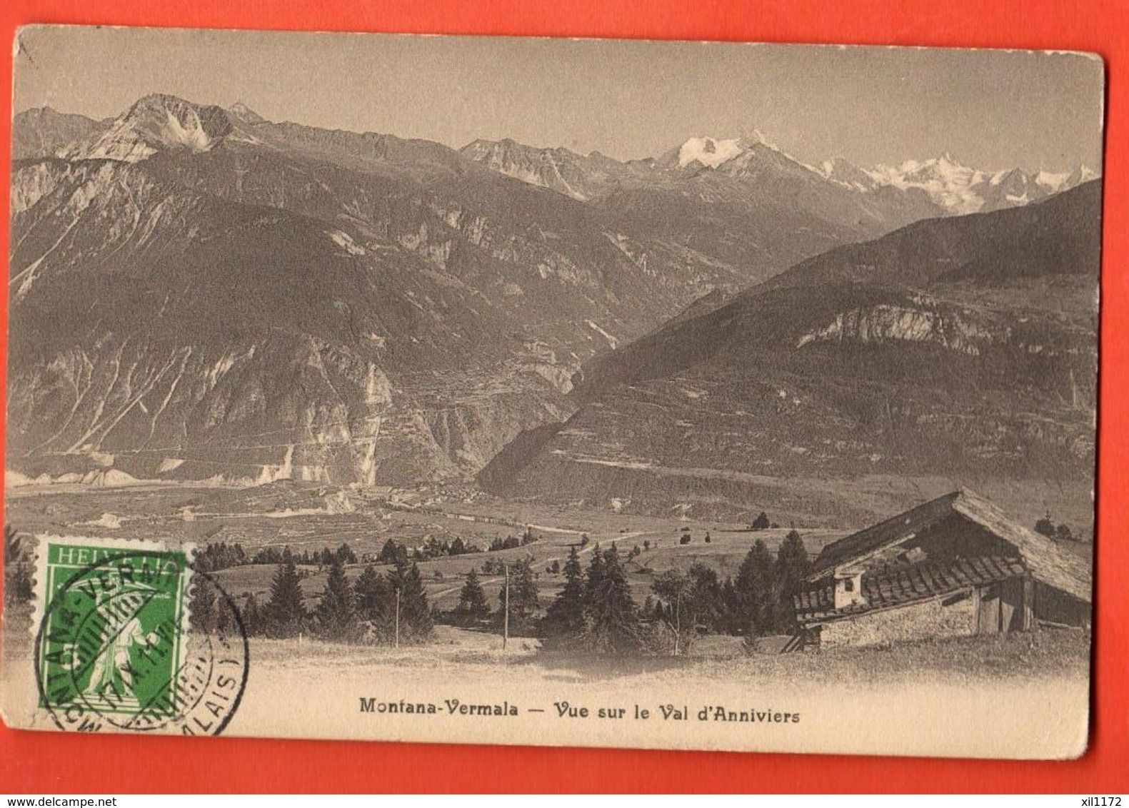 TRW-13 Montana-Vermala Et Vue Sur Le Val D'Anniviers. Circulé En 1911 Vers Paris. Cachet Frontal Werro 118 - Anniviers