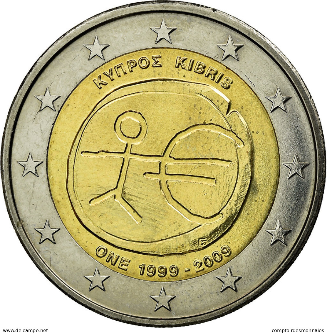 Chypre, 2 Euro, 10 Years Euro, 2009, SUP, Bi-Metallic, KM:89 - Zypern