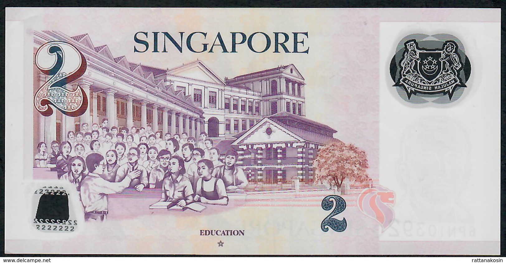 SINGAPORE  P46h 2 DOLLARS  2017 #6PN  1 Hollow Star  XF NO P.h. - Singapour