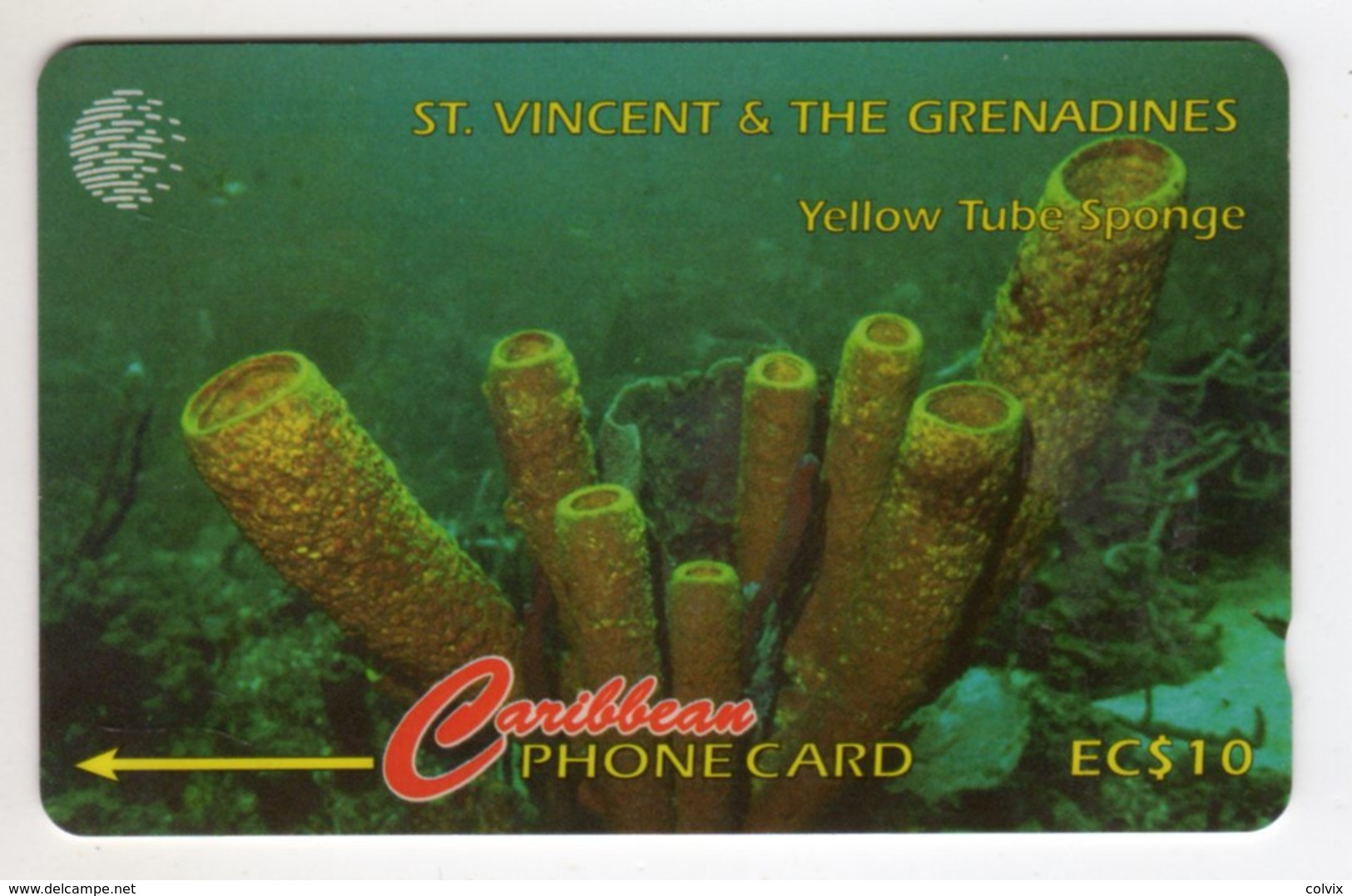 SAINT VINCENT Et GRENADINES REF MVCARDS STV-101A CABLE & WIRELESS 1996 10$ 101CSVA YELLOW TUBE SPONGE - St. Vincent & Die Grenadinen