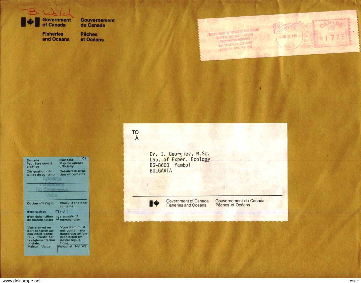 Mailed big covers (10)   1989 from  Canada