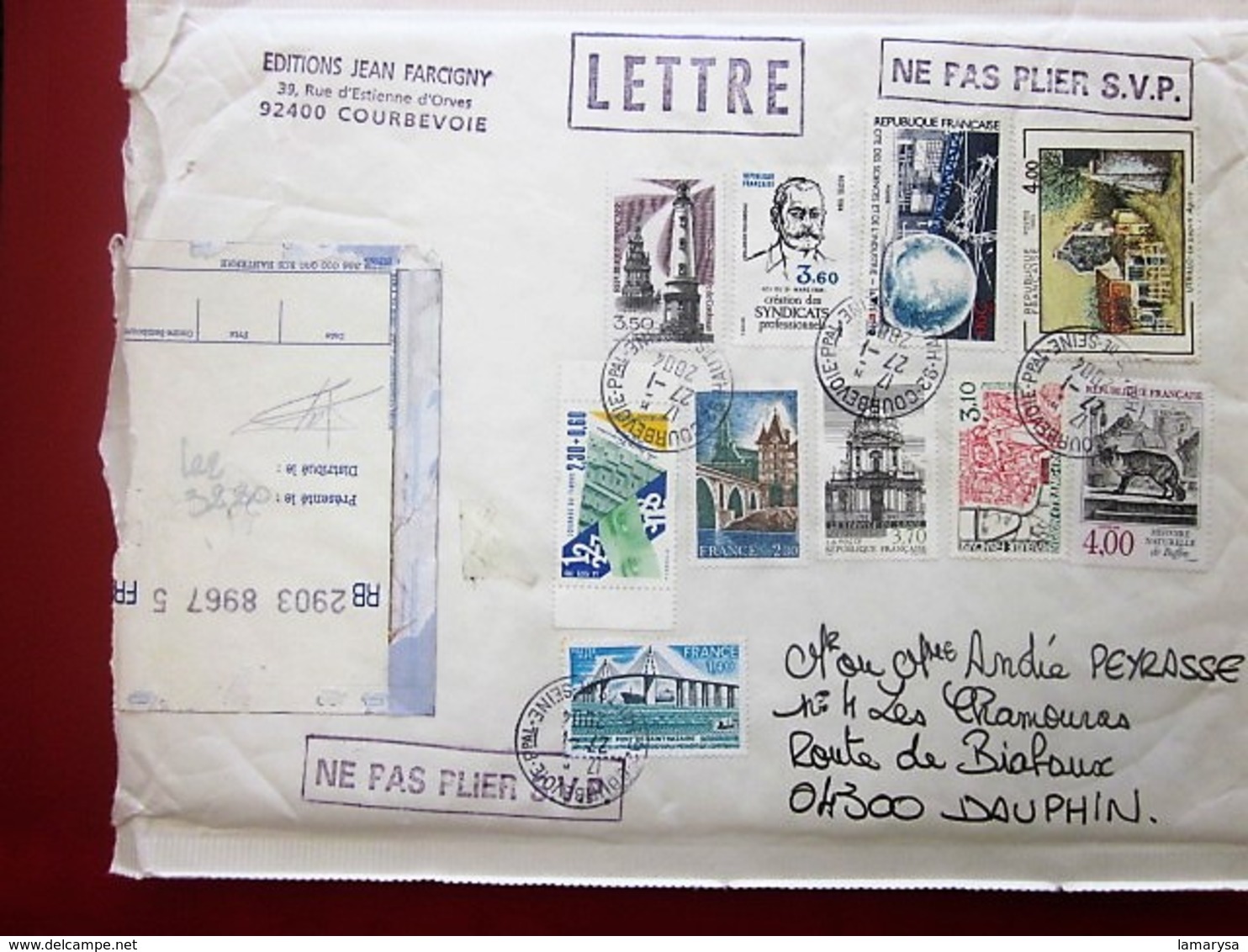 Timbres France 6 Blocs & Feuillets Oblitérés sur carton Envoi Colis Postaux-& Lettres Grand Format R Prio voir scanns