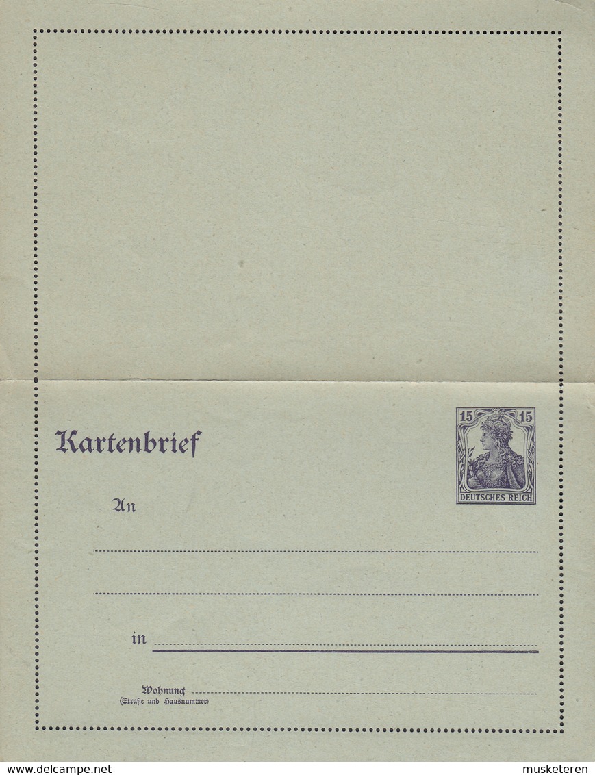 Germany Deutsches Reich Postal Stationery Ganzsache 1917 15 Pf. Germania Kartenbrief (Unused) (2 Scans) - Andere & Zonder Classificatie